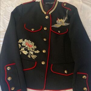 Zara Trafaluc Embroidered Military Jacket. NWOT. Size M.